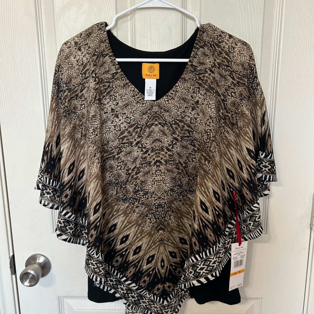 Ruby Rd. Black and Brown Textured Top